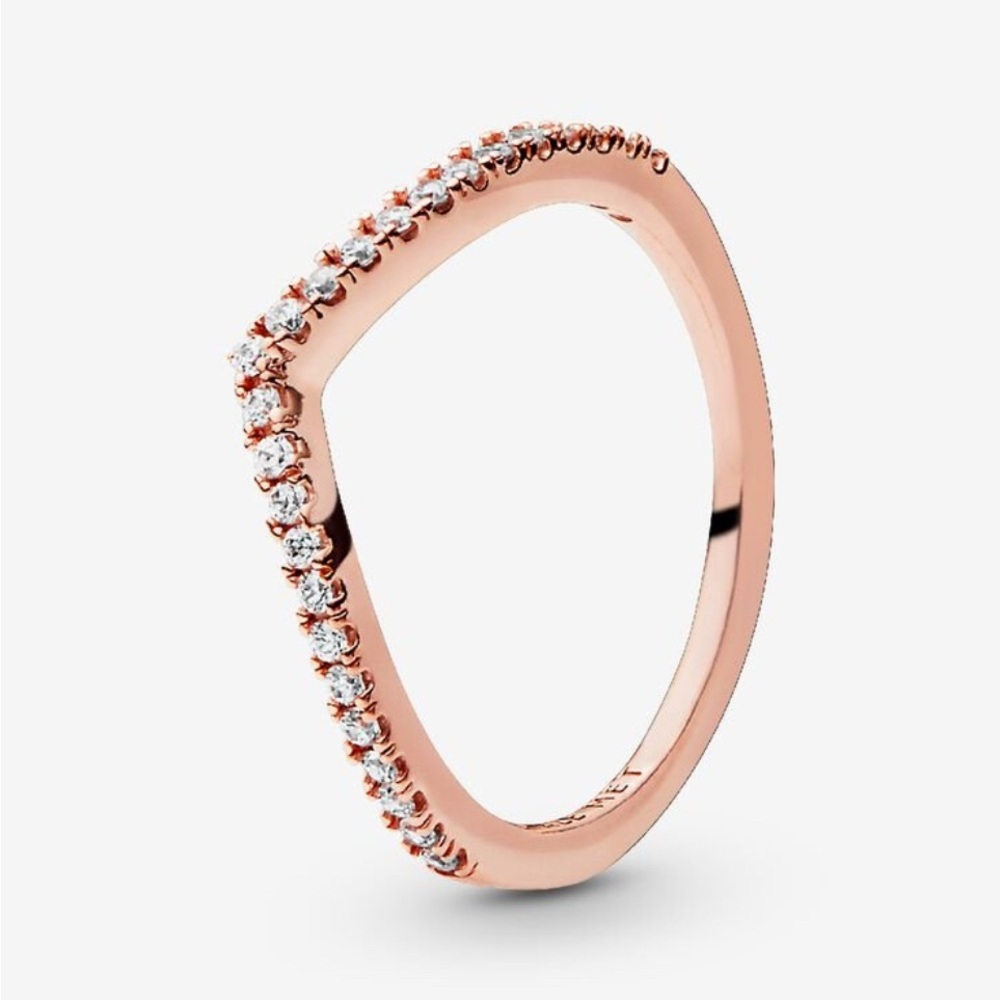 Pandora Sparkling Wishbone Ring 14k rose gold plating